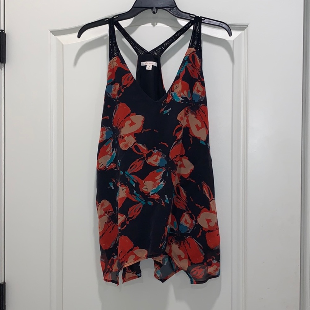 Ella Moss black floral tank size medium